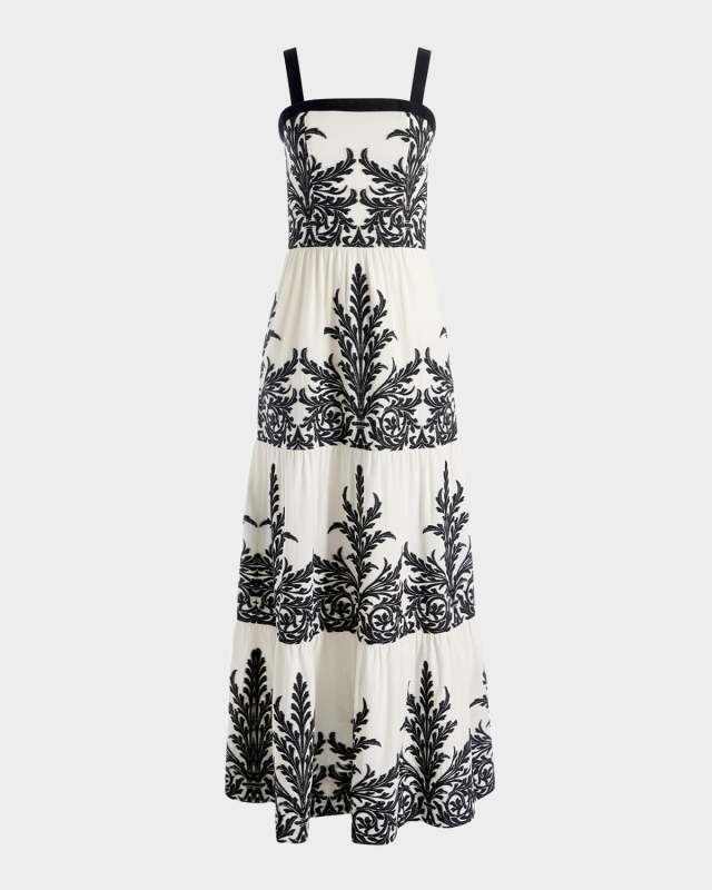 Saige Embroidered Tiered Maxi Dress